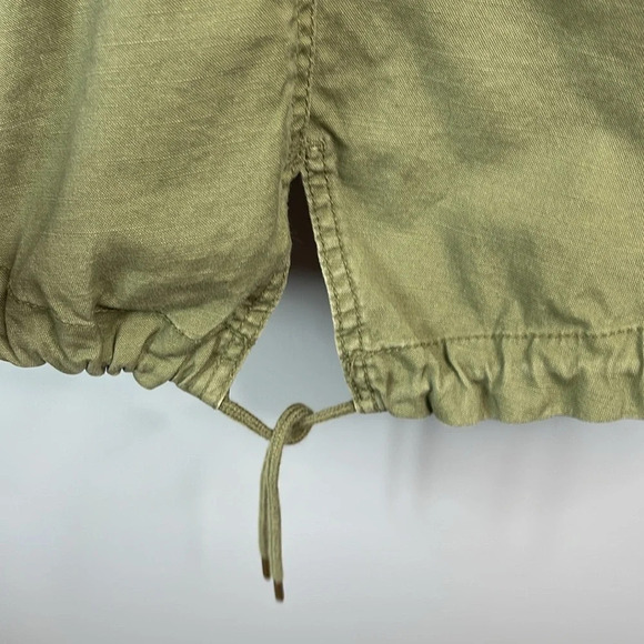 GAP Olive Green Canvas Long Field Utility Jacket  Drawstring Zip Snap Army S - Picture 9 of 14